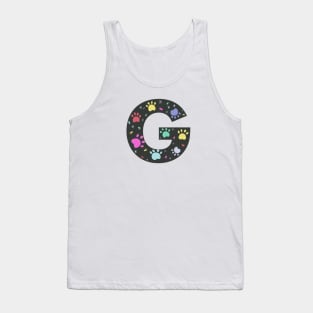 G letter  with colorful paw print Tank Top